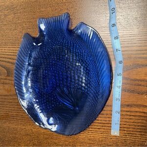 Blue Glass Fish Shaped Candy Dishes Set of 2 Decorative Cobalt Glossy Serveware